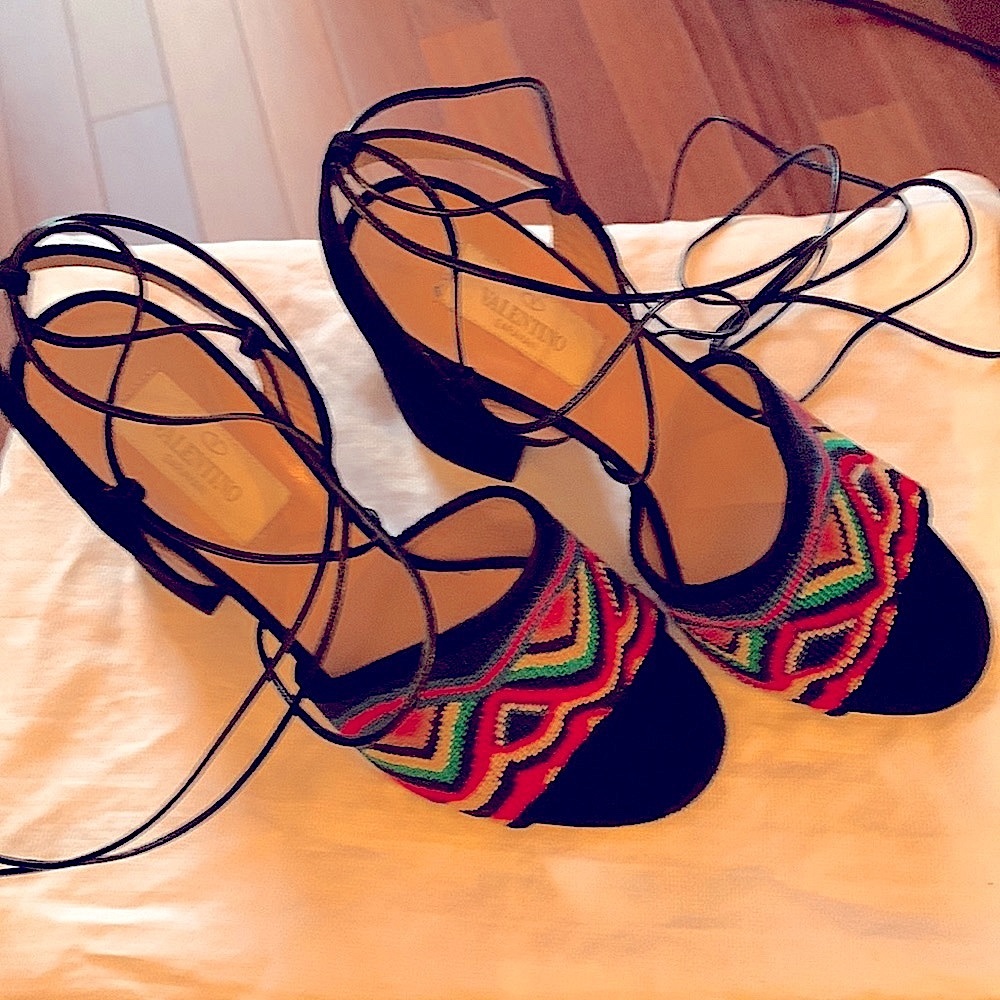 Valentino multi colored beaded open toed sandal. Bought at holts in Calgary